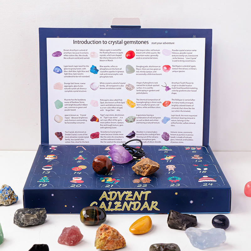 Olivenorma Crystal Christmas Mystery Box Series 2025 Crystal Advent Calendar - 24 Pieces Raw Stone&Polished Stone - image 6