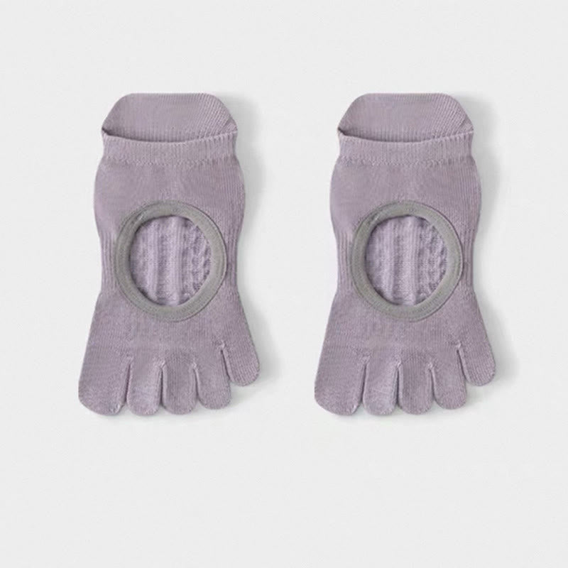 Olivenorma Five-Toe Non-Slip Grip Pilates Barre Socks for Women with Breathable Cotton Design, Toe Separation & Silicone Anti-Skid Sole Yoga Socks - Purple - 10 Pairs - image 1