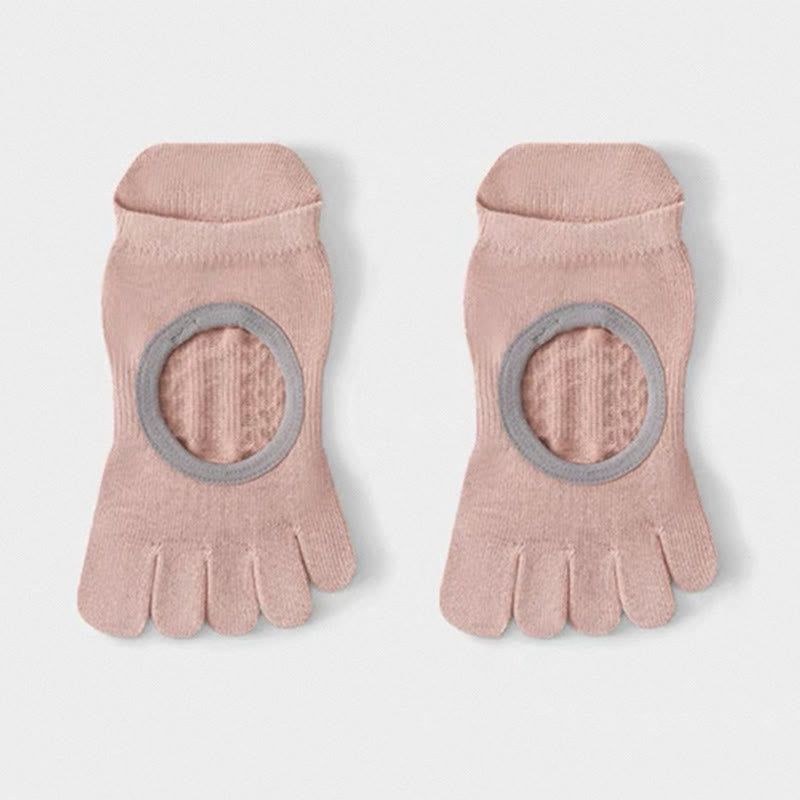Olivenorma Five-Toe Non-Slip Grip Pilates Barre Socks for Women with Breathable Cotton Design, Toe Separation & Silicone Anti-Skid Sole Yoga Socks - Pink - 10 Pairs - image 9