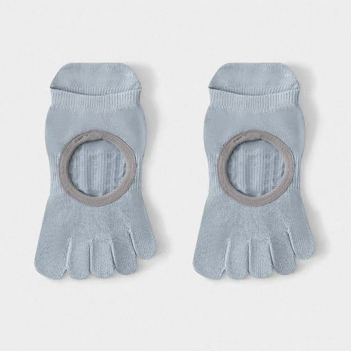 Olivenorma Five Toe Non-Slip Open-Top Yoga Socks - Blue - 6Pairs - image 2