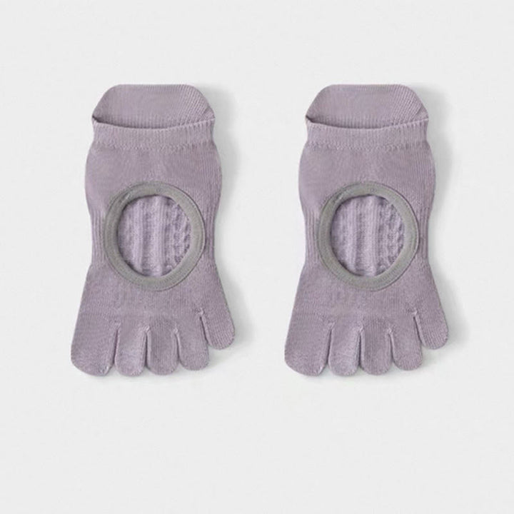 Olivenorma Five Toe Non-Slip Open-Top Yoga Socks - Purple - 6Pairs - image 1