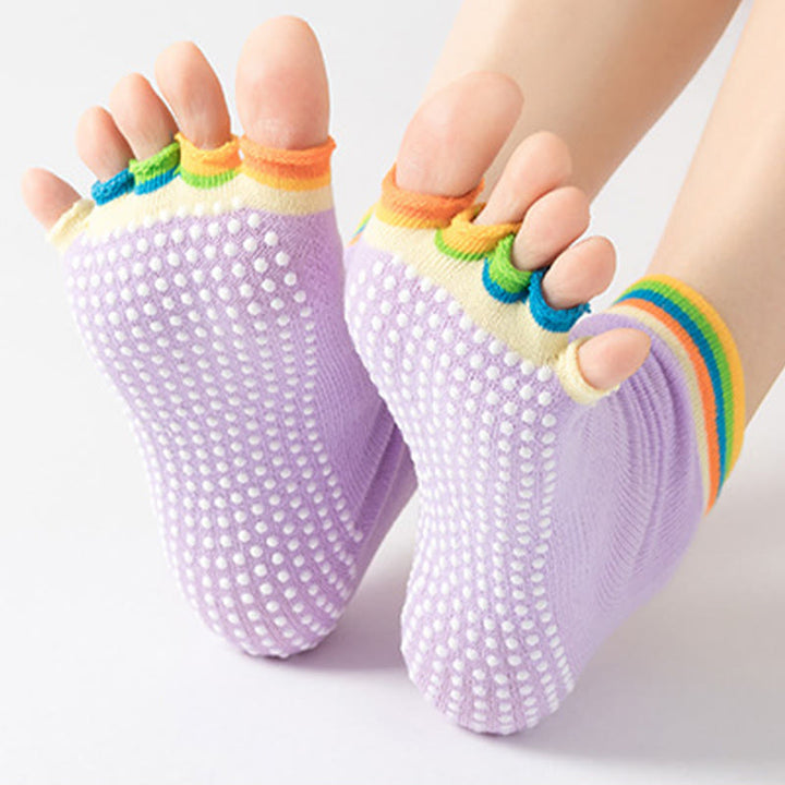 Olivenorma Toeless Non-Slip Pilates Grip Socks – Colorful Five-Toe Ankle Yoga Barre Socks for Women with PVC Anti-Slip Sole, Breathable Cotton Workout Socks - image 18