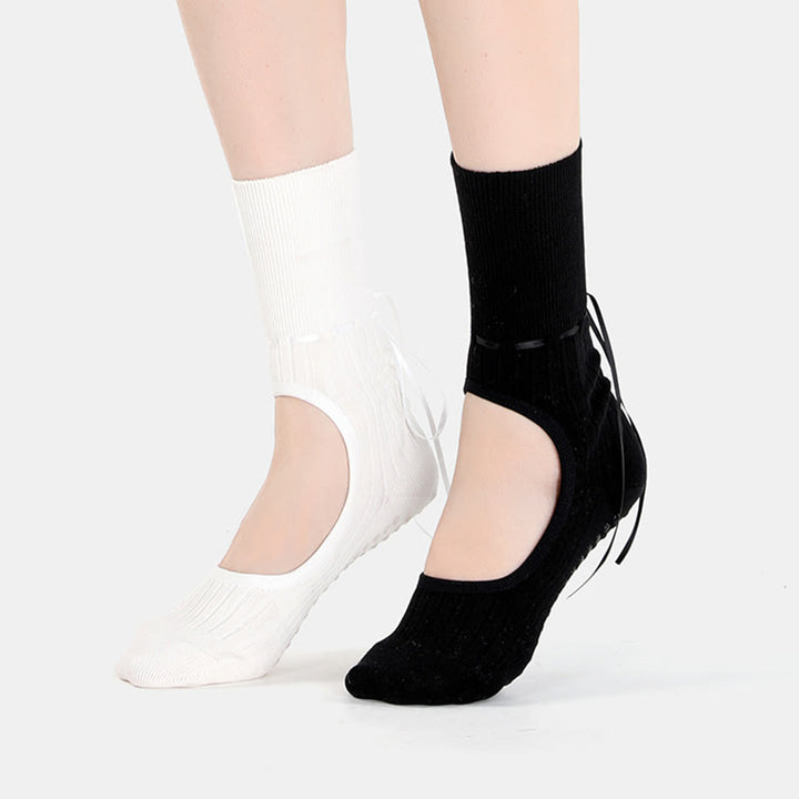 Olivenorma Ribbon Drawstring Non-Slip Backless Fitness Yoga Socks - image 6