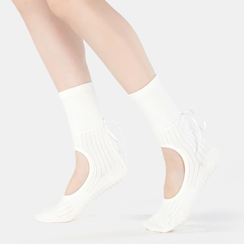 Olivenorma Ribbon Drawstring Non-Slip Backless Fitness Yoga Socks - image 10