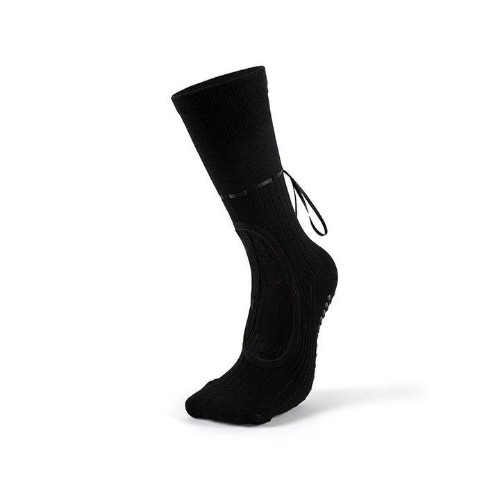 Olivenorma Ribbon Drawstring Non-Slip Backless Fitness Yoga Socks - Black - 3Pairs - image 1