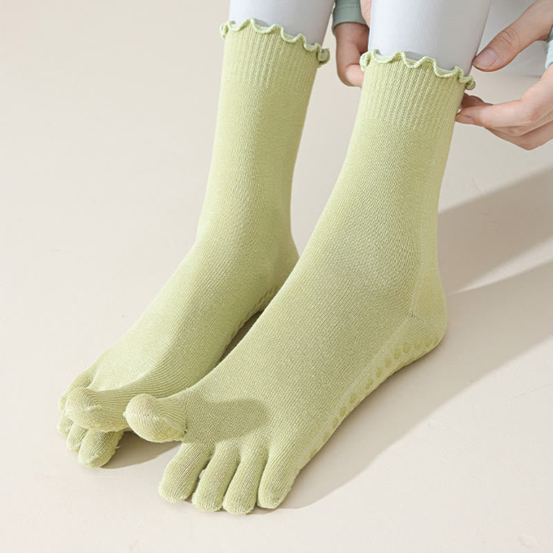 Olivenorma Lace Non-Slip Five-Toe Mid-Calf Yoga Socks - image 8