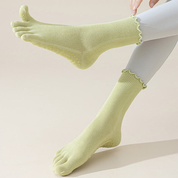Olivenorma Lace Non-Slip Five-Toe Mid-Calf Yoga Socks - image 10