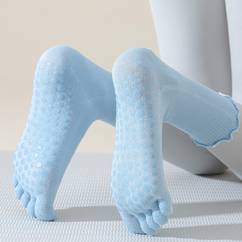 Olivenorma Lace Five-Toe Mid-Calf Breathable Anti-Slip Pilates Barre Socks for Women with Toe Separation, Elegant Lace Design & Grip Sole Yoga Socks - image 15