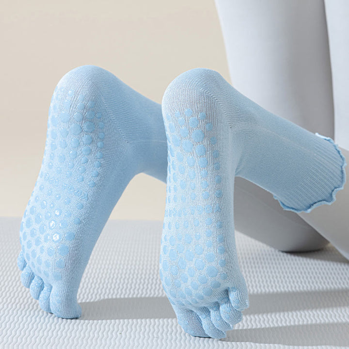 Olivenorma Lace Five-Toe Mid-Calf Breathable Anti-Slip Pilates Barre Socks for Women with Toe Separation, Elegant Lace Design & Grip Sole Yoga Socks - image 15