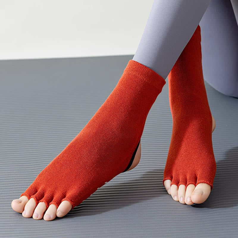 Olivenorma Women's Non-Slip Grip Pilates Barre Socks with Breathable Toe Separation & Stable Studio Training Design Open-Toe Five-Toe Yoga Socks - image 12