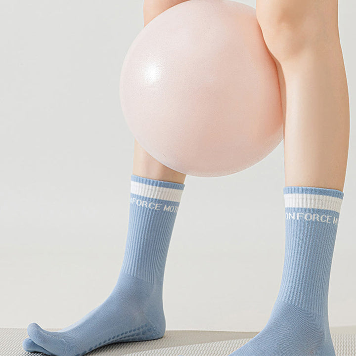 Olivenorma Breathable Five-Toe Non-Slip Silicone Grip Mid-Calf Yoga Socks - image 14