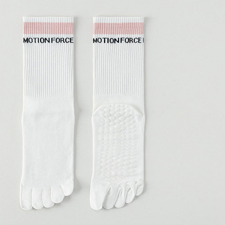Olivenorma Breathable Five-Toe Non-Slip Silicone Grip Mid-Calf Yoga Socks - White - 7pairs - image 1