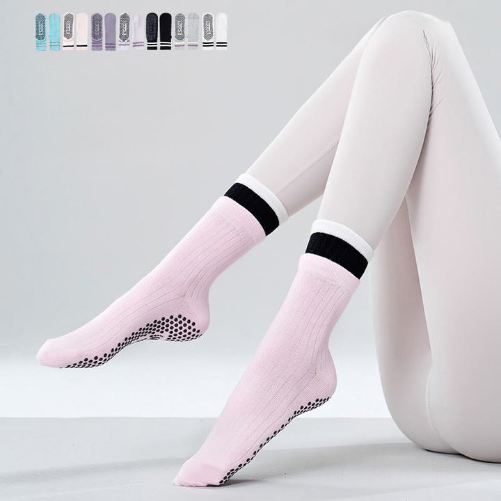 Olivenorma Women's Mid-Calf Non-Slip Pilates Floor Grip Yoga Socks - White - 13pairs - image 7
