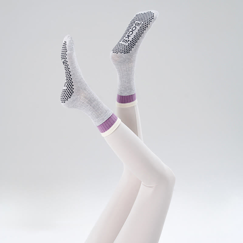Olivenorma Floor Grip Barre Workout Socks with Breathable Cotton Comfort & Elastic Support Mid-Calf Non-Slip Pilates Yoga Socks - image 1