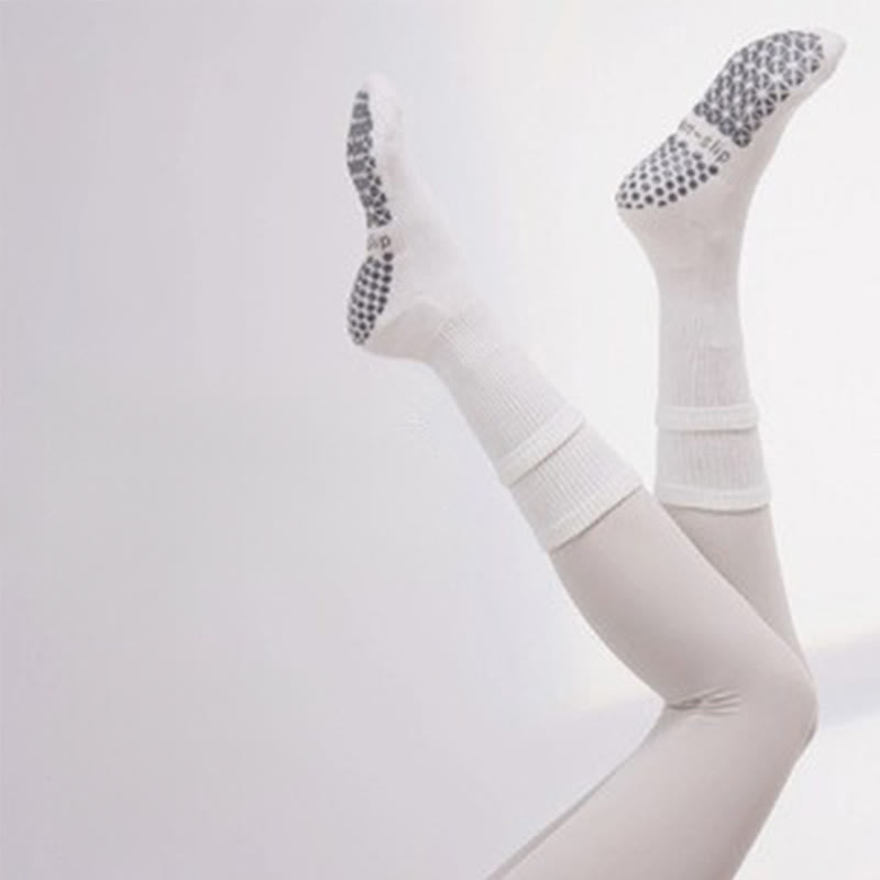 Olivenorma Floor Grip Barre Workout Socks with Breathable Cotton Comfort & Elastic Support Mid-Calf Non-Slip Pilates Yoga Socks - White & Black - 10 Pairs - image 8
