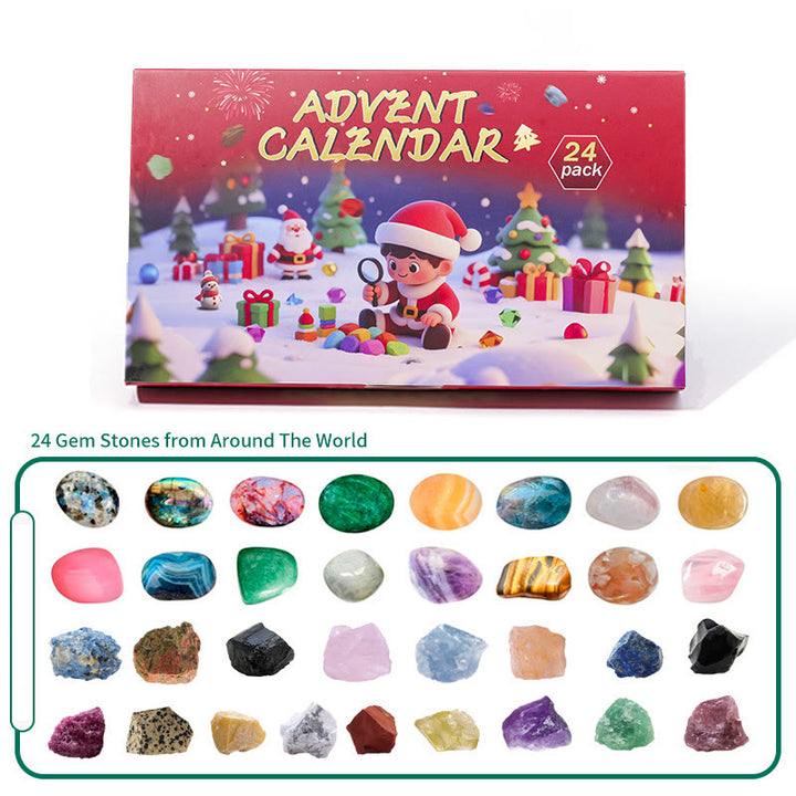 Olivenorma  24 Days of Natural Raw Gemstone Surprises 2026 Crystal Advent Calendar - 4 Pieces Raw Stone&Polished Stone - image 5