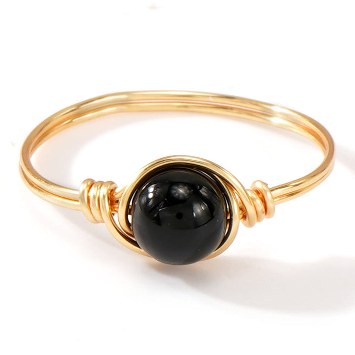 FREE Today: Natural Crystal Stone Elegant Women´s Rings - Obsidian - Round Bead Style - image 2
