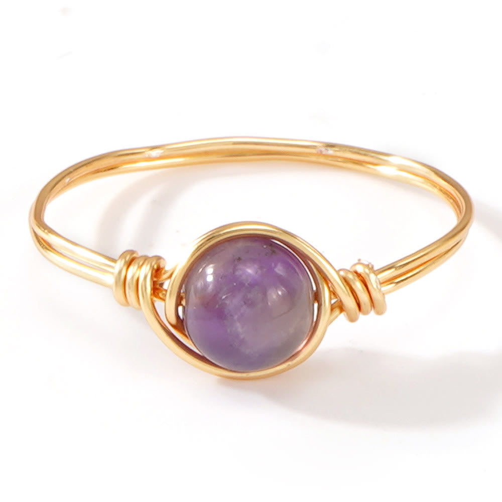 FREE Today: Natural Crystal Stone Elegant Women´s Rings - Amethyst - Round Bead Style - image 7