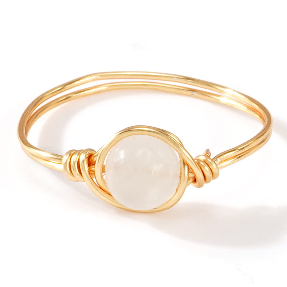FREE Today: Natural Crystal Stone Elegant Women´s Rings - White Jade - Round Bead Style - image 5