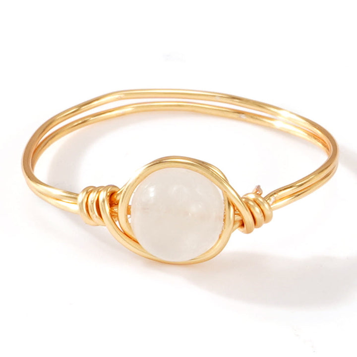 FREE Today: Natural Crystal Stone Elegant Women´s Rings - White Jade - Round Bead Style - image 5