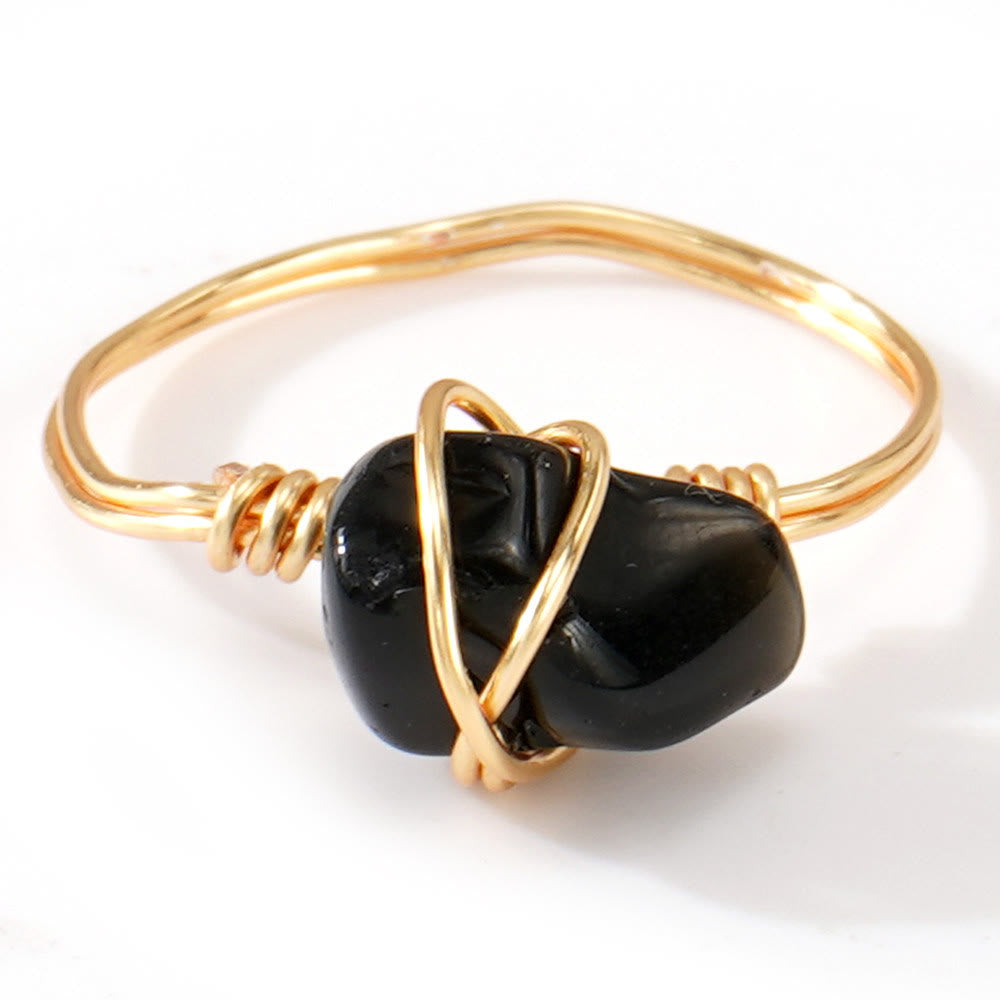 FREE Today: Natural Crystal Stone Elegant Women´s Rings - Obsidian - Chip Style - image 3