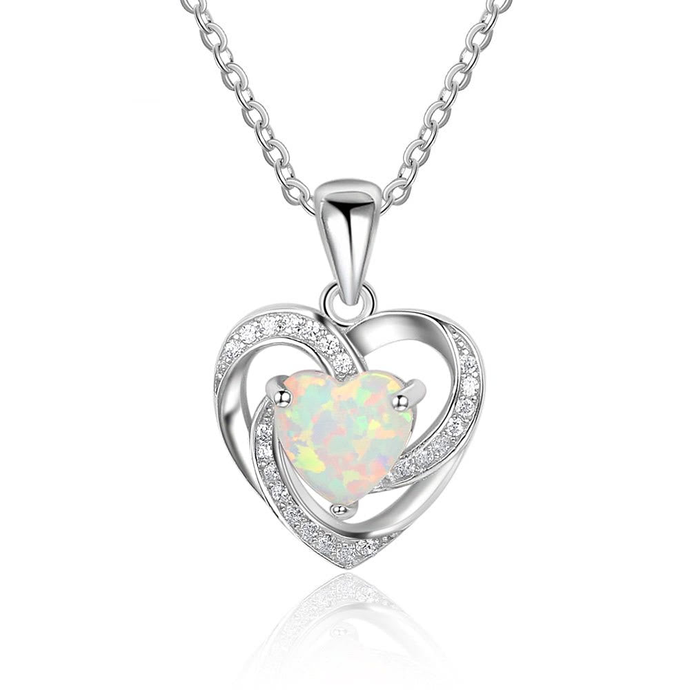 FREE Today: "Eternity Unlimited" Opal Heart Necklace - White Opal - image 0