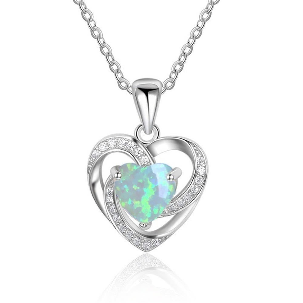 FREE Today: "Eternity Unlimited" Opal Heart Necklace - Green Opal - image 8