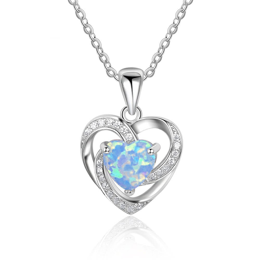 FREE Today: "Eternity Unlimited" Opal Heart Necklace - Blue Opal - image 9