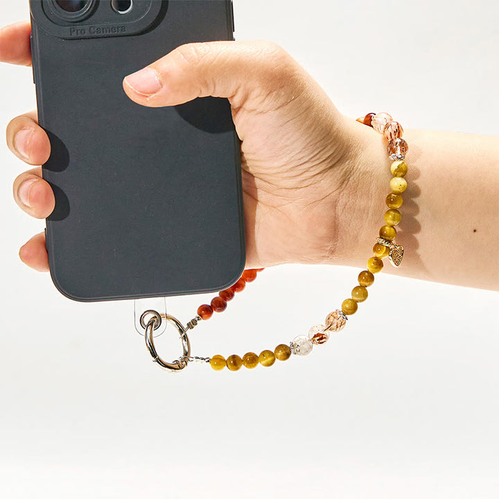 Olivenorma Tiger Eye & Gold Rutilated Quartz Keychain Crystal Phone Strap - image 2
