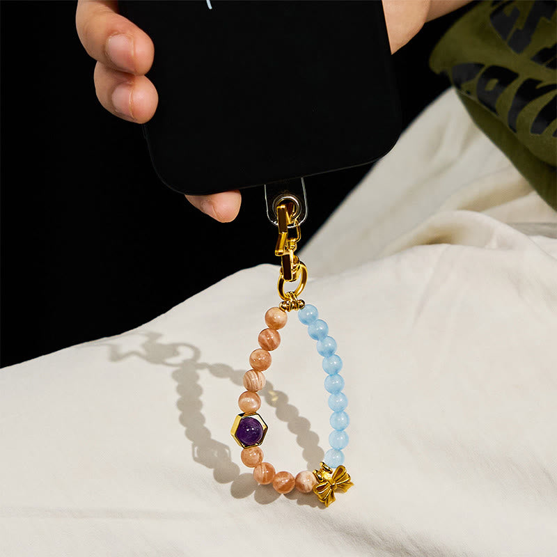 Olivenorma Sun Stone & Aquamarine Keychain Crystal Phone Strap - image 3