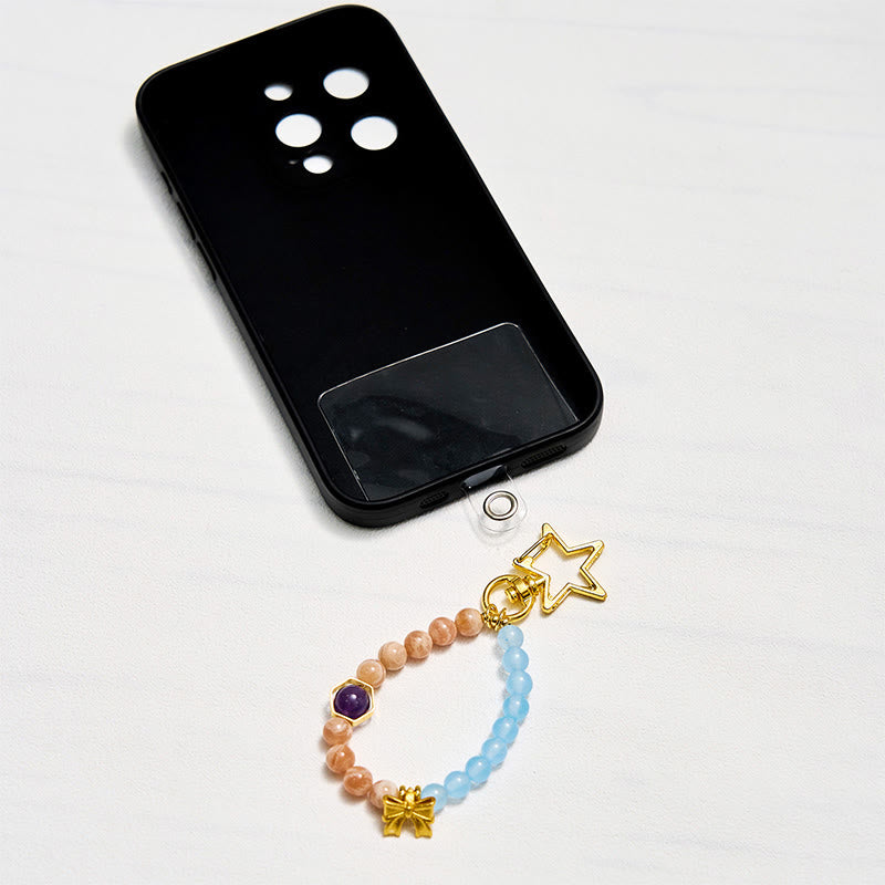 Olivenorma Sun Stone & Aquamarine Keychain Crystal Phone Strap - image 1