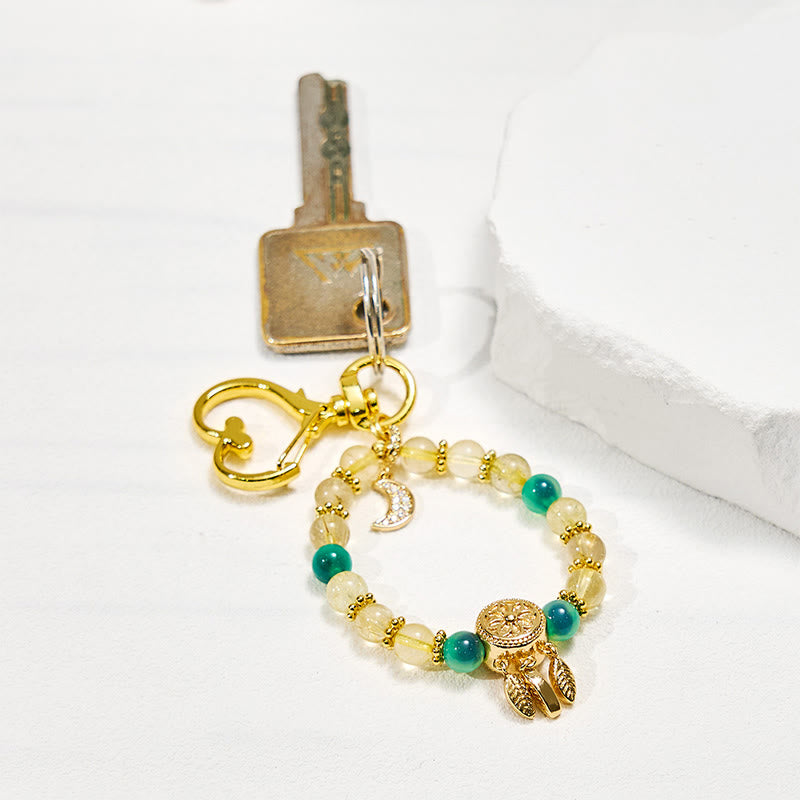 Olivenorma Candy Agate & Gold Rutilated Quartz Keychain Crystal Phone Strap - image 2