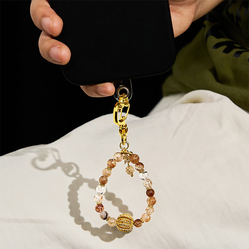 Olivenorma Gold Rutilated Quartz Keychain Crystal Phone Strap - image 4