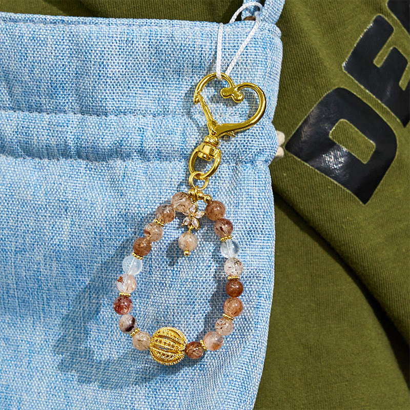 Olivenorma Gold Rutilated Quartz Keychain Crystal Phone Strap - image 5