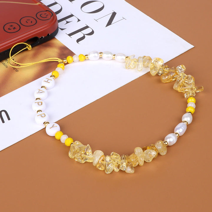 Olivenorma Natural Pearl Keychain Crystal Phone Strap - Citrine - image 9