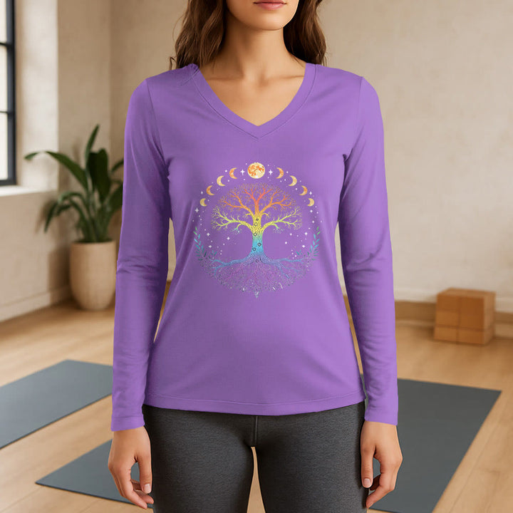 Olivenorma Tree Of Life Long Sleeve V-Neck T-Shirt - Purple - 3XL - image 14