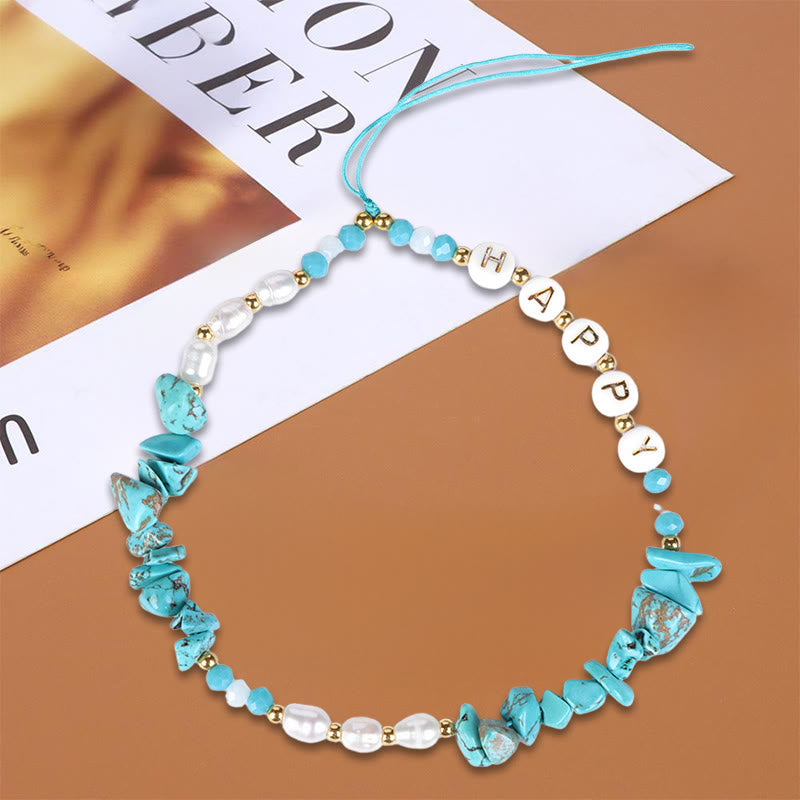 Olivenorma Natural Pearl Keychain Crystal Phone Strap - Turquoise - image 7