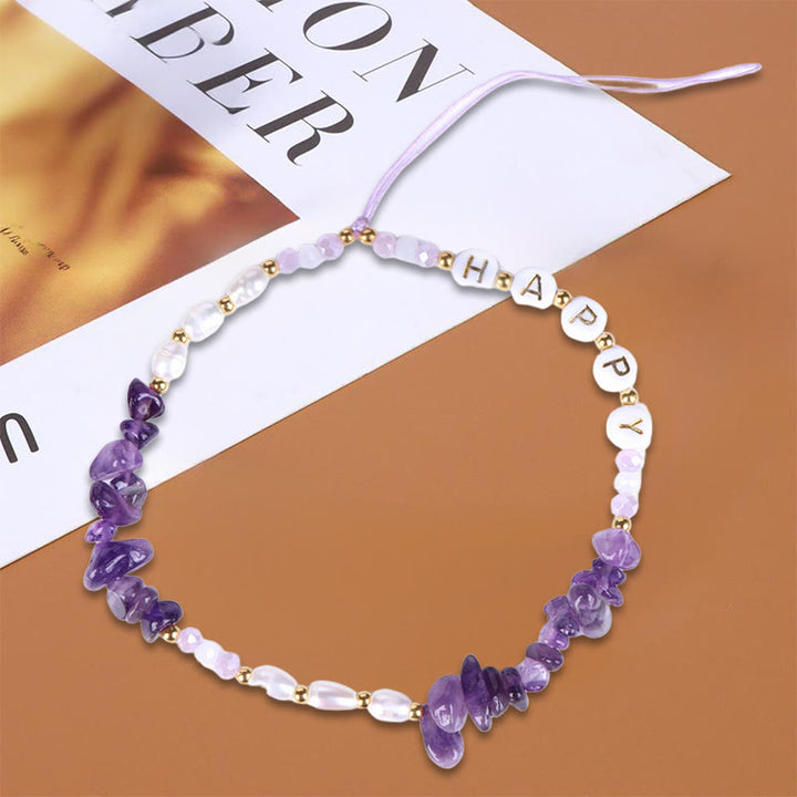 Olivenorma Natural Pearl Keychain Crystal Phone Strap - Amethyst - image 1