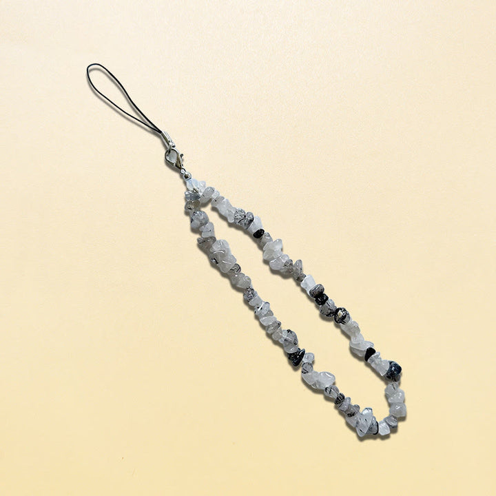 Olivenorma Natural Crystal Mix Gemstone Keychain Phone Strap - Black Rutilated Quartz - image 16