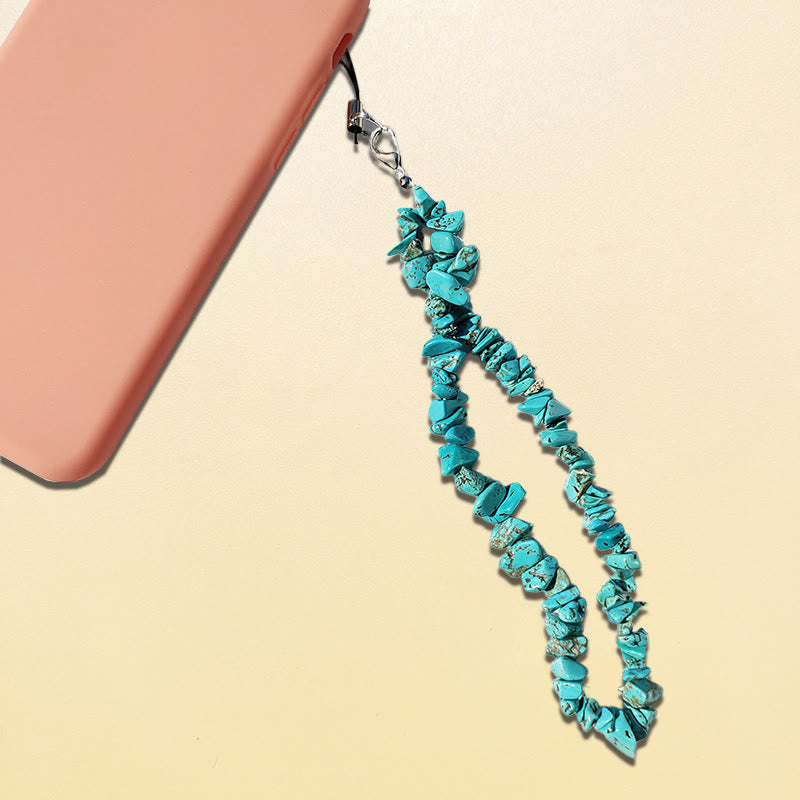 Olivenorma Natural Crystal Mix Gemstone Keychain Phone Strap - Turquoise - image 8