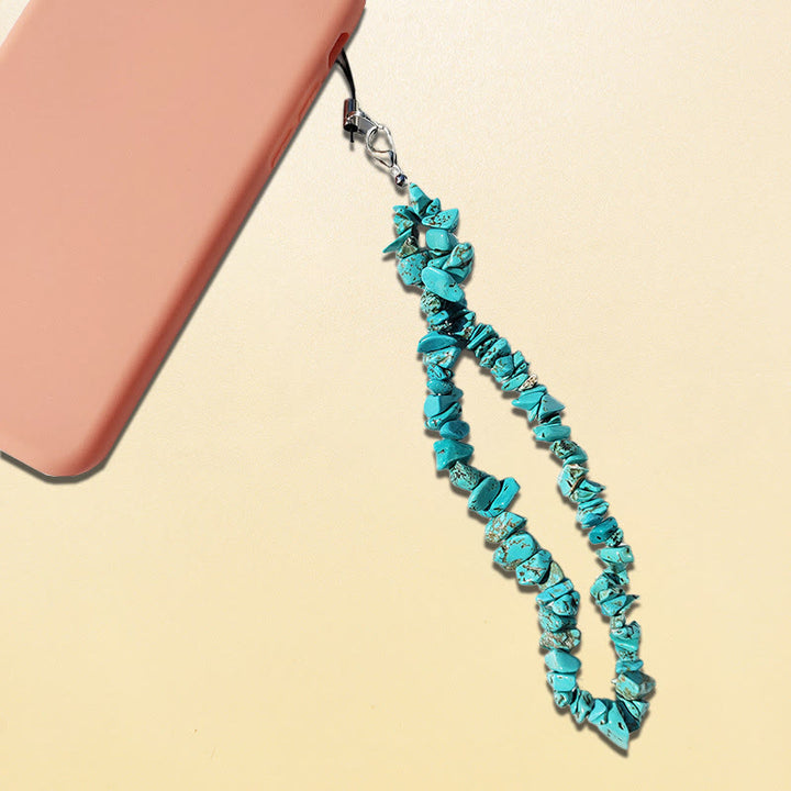 Olivenorma Natural Crystal Mix Gemstone Keychain Phone Strap - Turquoise - image 8