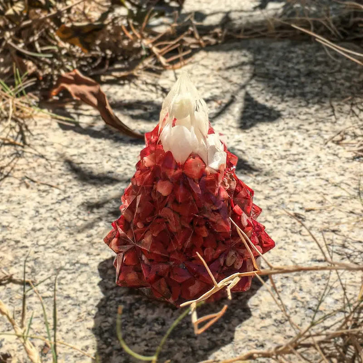 Olivenorma Crystal Mini Pine Tree Gemstone Decoration - Ruby Quartz - White Shell - image 3