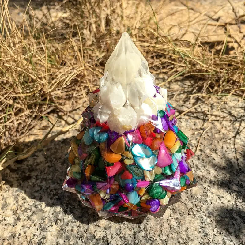 Olivenorma Crystal Mini Pine Tree Gemstone Decoration - Rainbow Nacre - White Shell - image 5