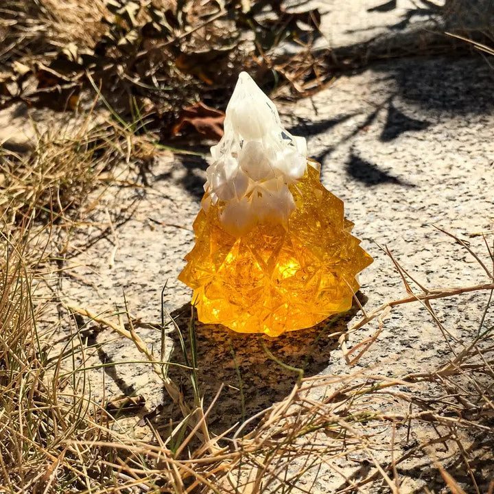 Olivenorma Crystal Mini Pine Tree Gemstone Decoration - Citrine - White Shell - image 22