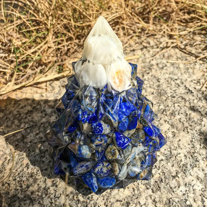Olivenorma Crystal Mini Pine Tree Gemstone Decoration - Lapis Lazuli - White Shell - image 7