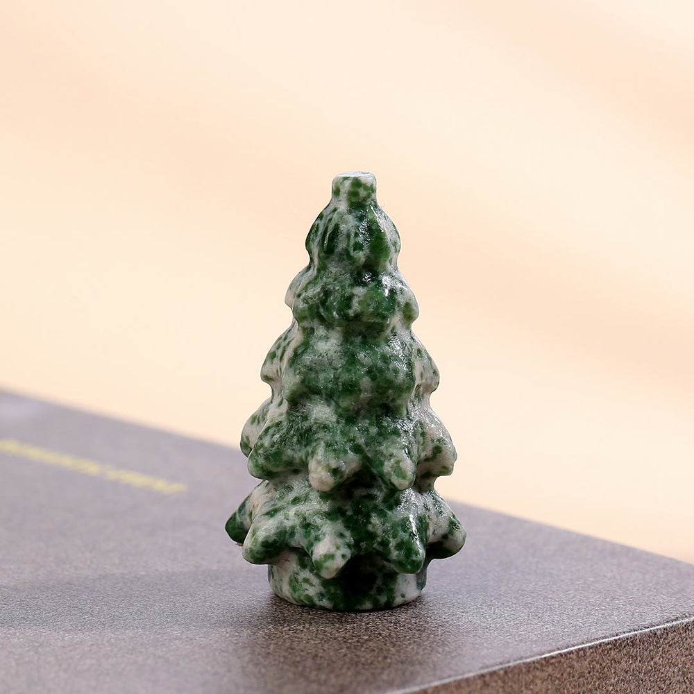 Olivenorma Natural Crystal Mini Christmas Tree Gemstone Decoration - Green Jade - image 1