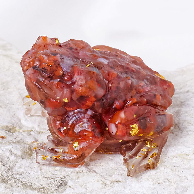 Olivenorma Crystal Golden Toad Gemstone Decoration - Red Agate - image 11