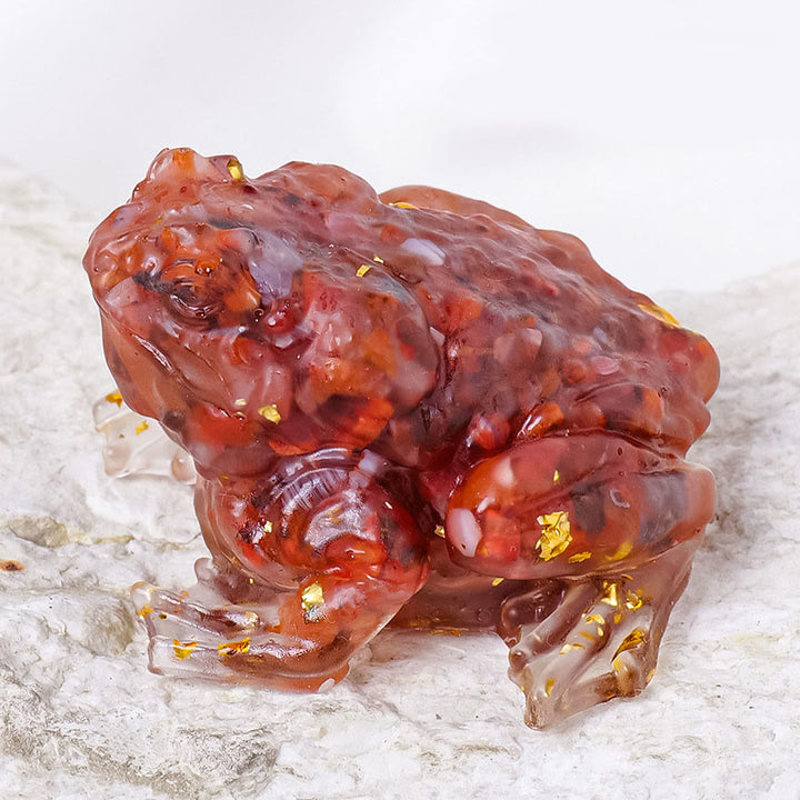 Olivenorma Crystal Golden Toad Gemstone Decoration - Red Agate - image 11