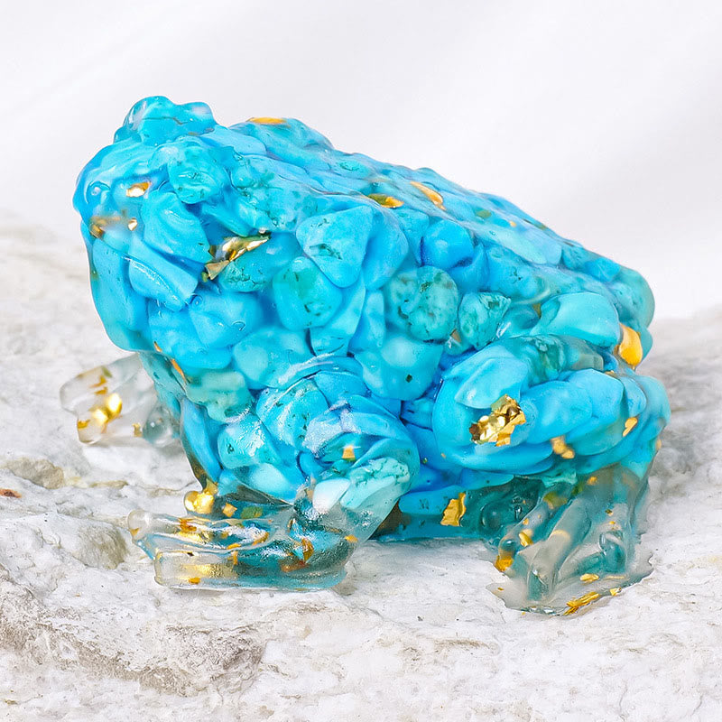 Olivenorma Crystal Golden Toad Gemstone Decoration - Turquoise - image 17