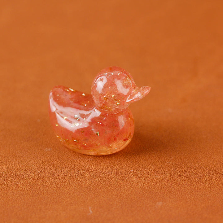 Olivenorma Mini Crystal Duck Gemstone Decoration - Red Smelting Quartz - image 3